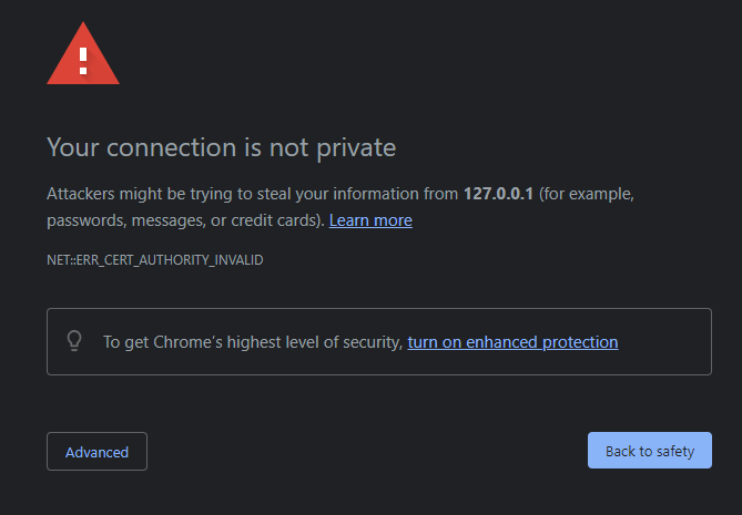 Chrome certificate warning